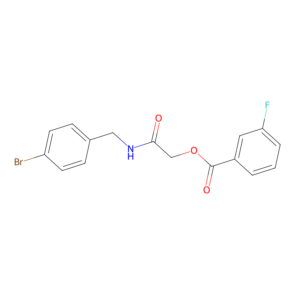 {[(4-Bromophenyl)methyl]carbamoyl}methyl 3-fluorobenzoate molecular structure, CAS 1794741-70-0