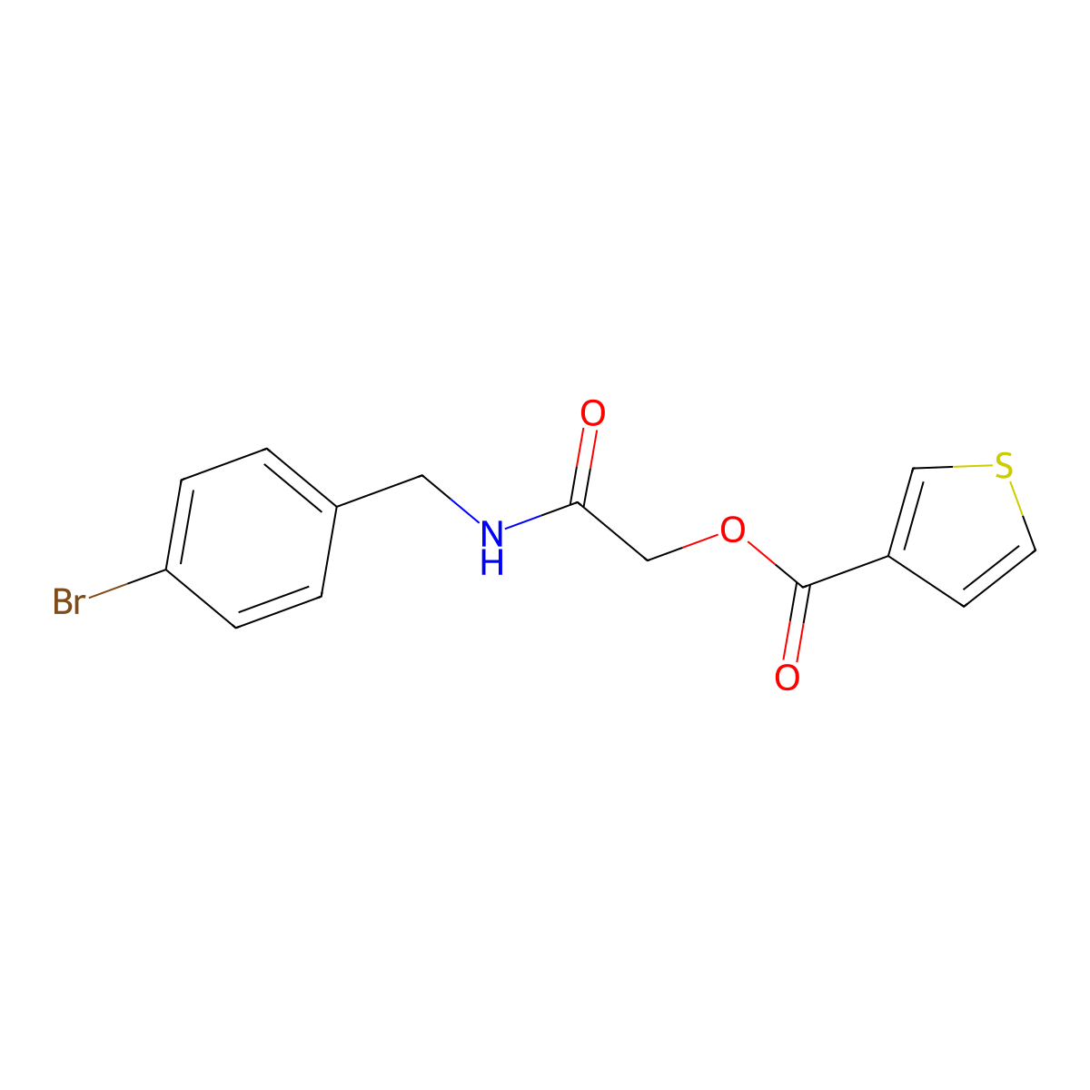 {[(4-Bromophenyl)methyl]carbamoyl}methyl thiophene-3-carboxylate molecular structure, CAS 1794741-95-9