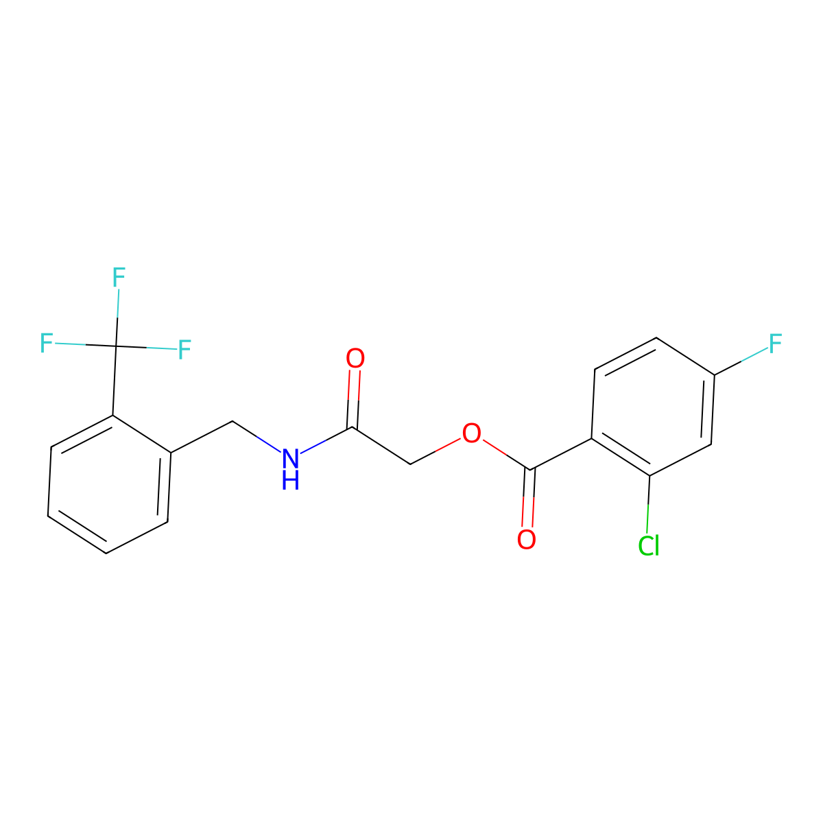 ({[2-(Trifluoromethyl)phenyl]methyl}carbamoyl)methyl 2-chloro-4-fluorobenzoate molecular structure, CAS 1794742-00-9