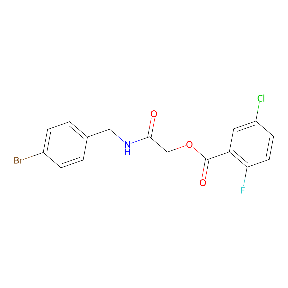 {[(4-Bromophenyl)methyl]carbamoyl}methyl 5-chloro-2-fluorobenzoate molecular structure, CAS 1794742-03-2