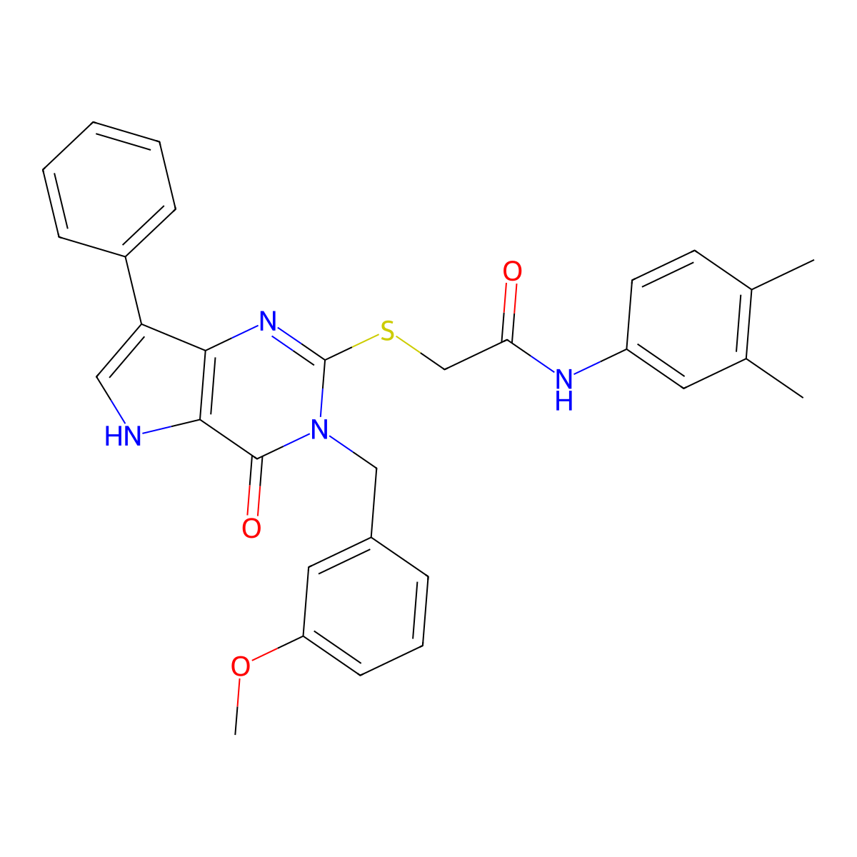 N-(3,4-dimethylphenyl)-2-({3-[(3-methoxyphenyl)methyl]-4-oxo-7-phenyl-3H,4H,5H-pyrrolo[3,2-d]pyrimidin-2-yl}sulfanyl)acetamide molecular structure, CAS 1794746-52-3