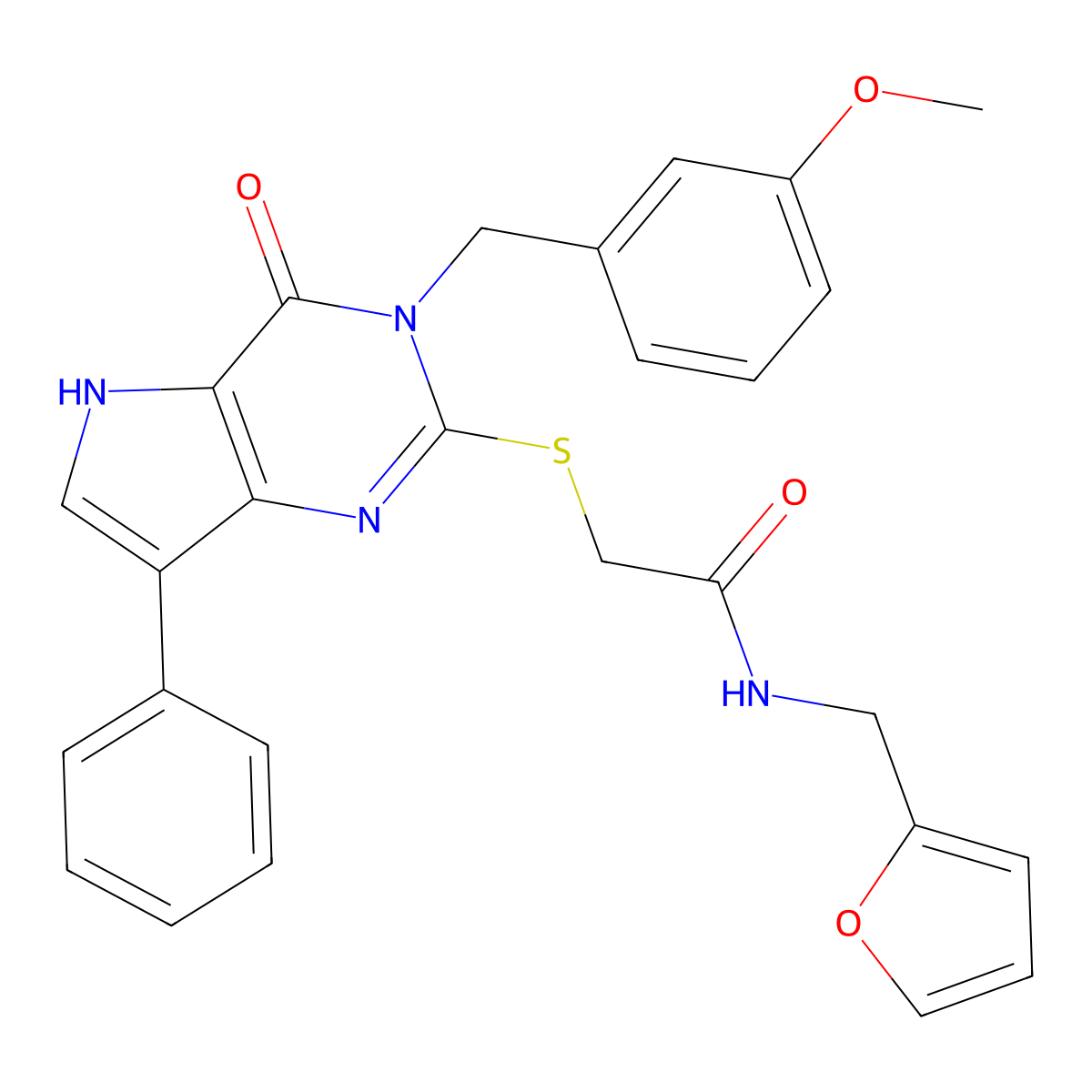 N-[(furan-2-yl)methyl]-2-({3-[(3-methoxyphenyl)methyl]-4-oxo-7-phenyl-3H,4H,5H-pyrrolo[3,2-d]pyrimidin-2-yl}sulfanyl)acetamide molecular structure, CAS 1794746-55-6