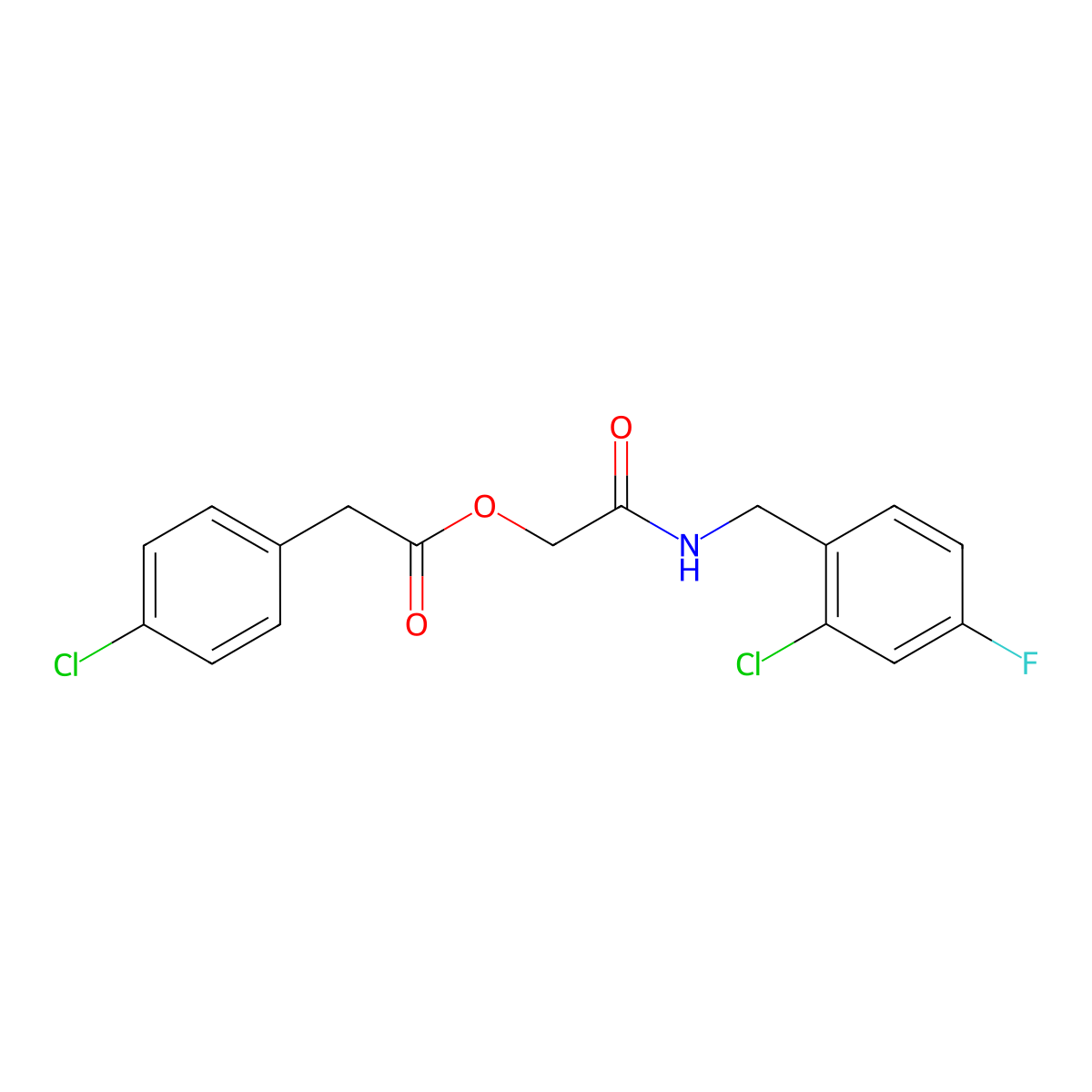 2-[(2-Chloro-4-fluorobenzyl)amino]-2-oxoethyl (4-chlorophenyl)acetate molecular structure, CAS 1794751-10-2