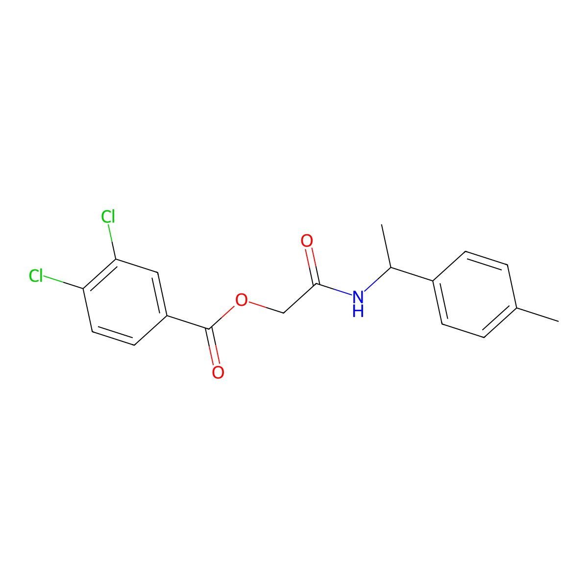 {[1-(4-Methylphenyl)ethyl]carbamoyl}methyl 3,4-dichlorobenzoate molecular structure, CAS 1794751-18-0