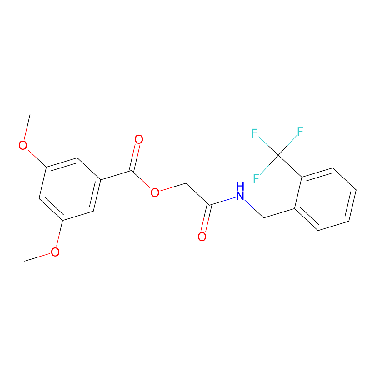 ({[2-(Trifluoromethyl)phenyl]methyl}carbamoyl)methyl 3,5-dimethoxybenzoate molecular structure, CAS 1794751-30-6