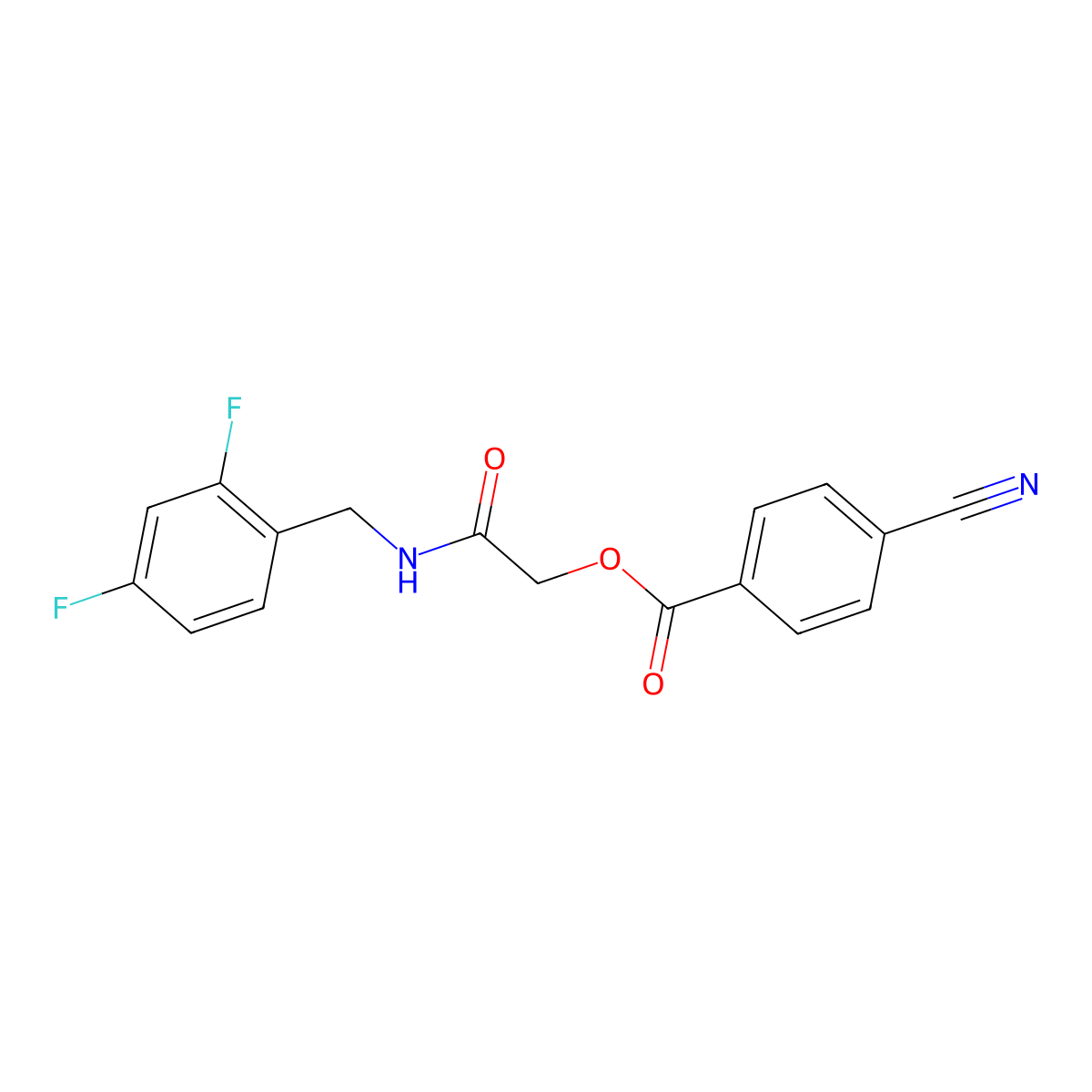 2-((2,4-Difluorobenzyl)amino)-2-oxoethyl 4-cyanobenzoate molecular structure, CAS 1794751-32-8