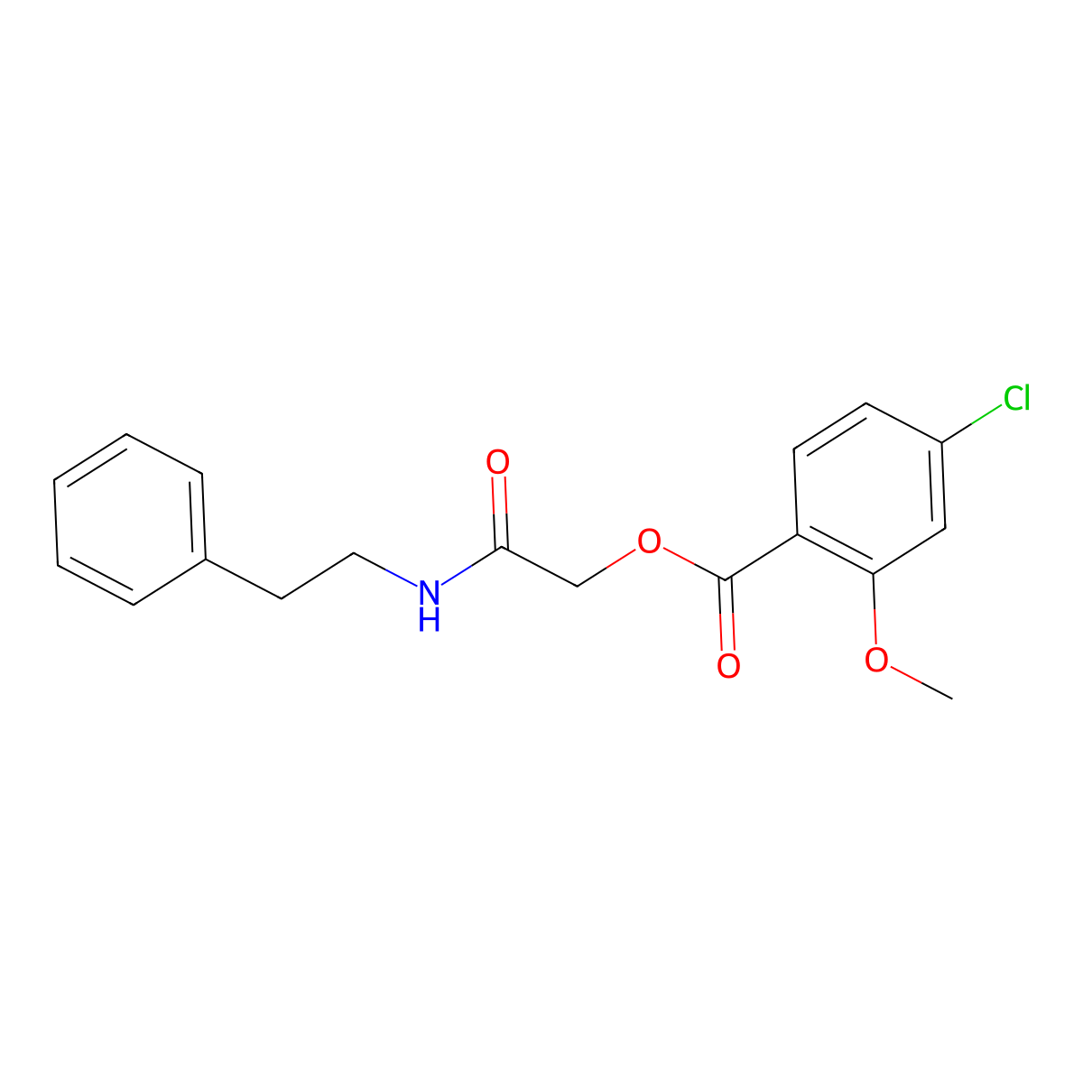 2-Oxo-2-(phenethylamino)ethyl 4-chloro-2-methoxybenzoate molecular structure, CAS 1794751-78-2