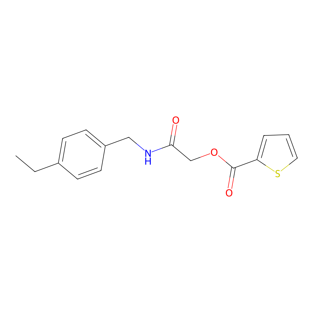 {[(4-Ethylphenyl)methyl]carbamoyl}methyl thiophene-2-carboxylate molecular structure, CAS 1794777-08-4