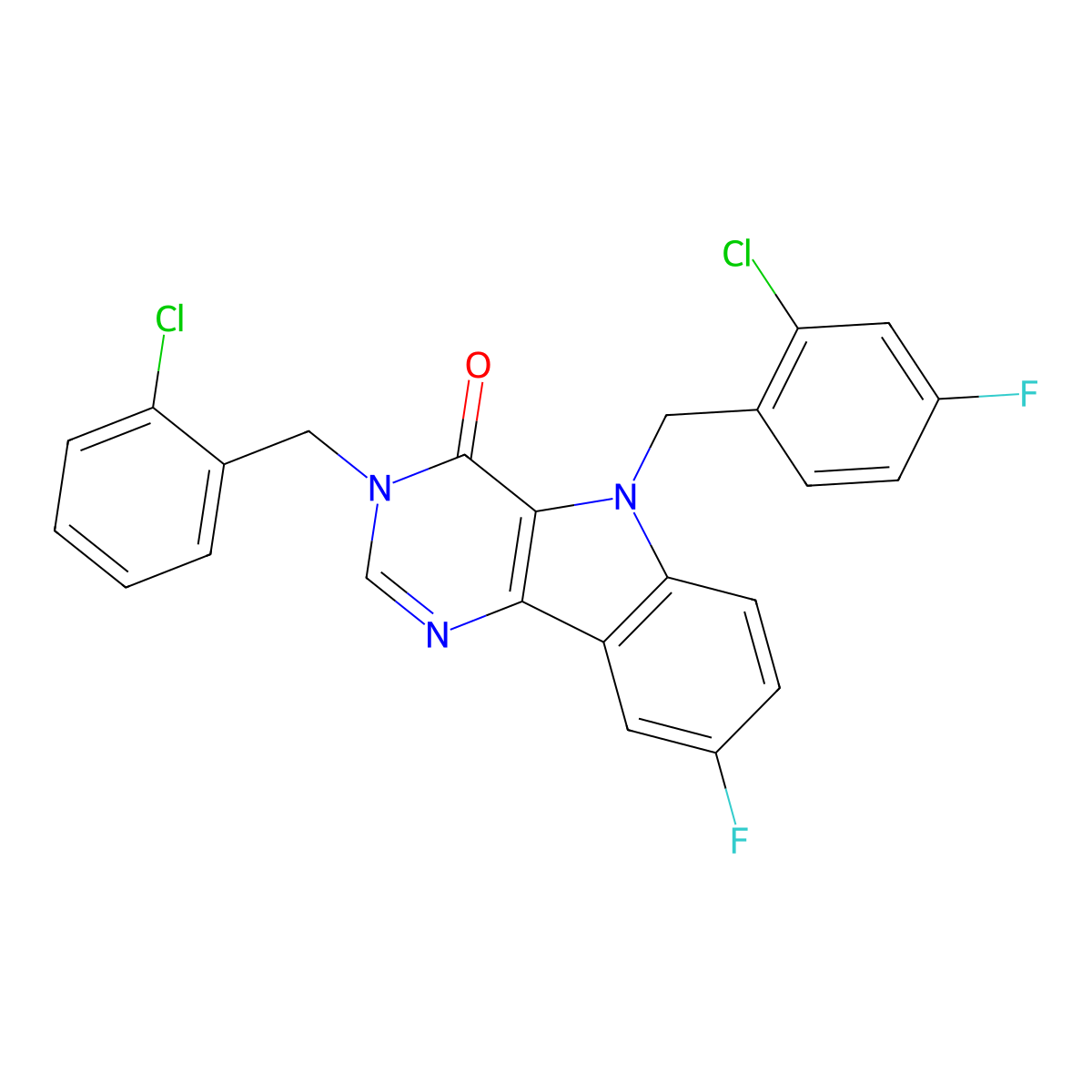 5-(2-chloro-4-fluorobenzyl)-3-(2-chlorobenzyl)-8-fluoro-3H-pyrimido[5,4-b]indol-4(5H)-one molecular structure, CAS 1794777-09-5