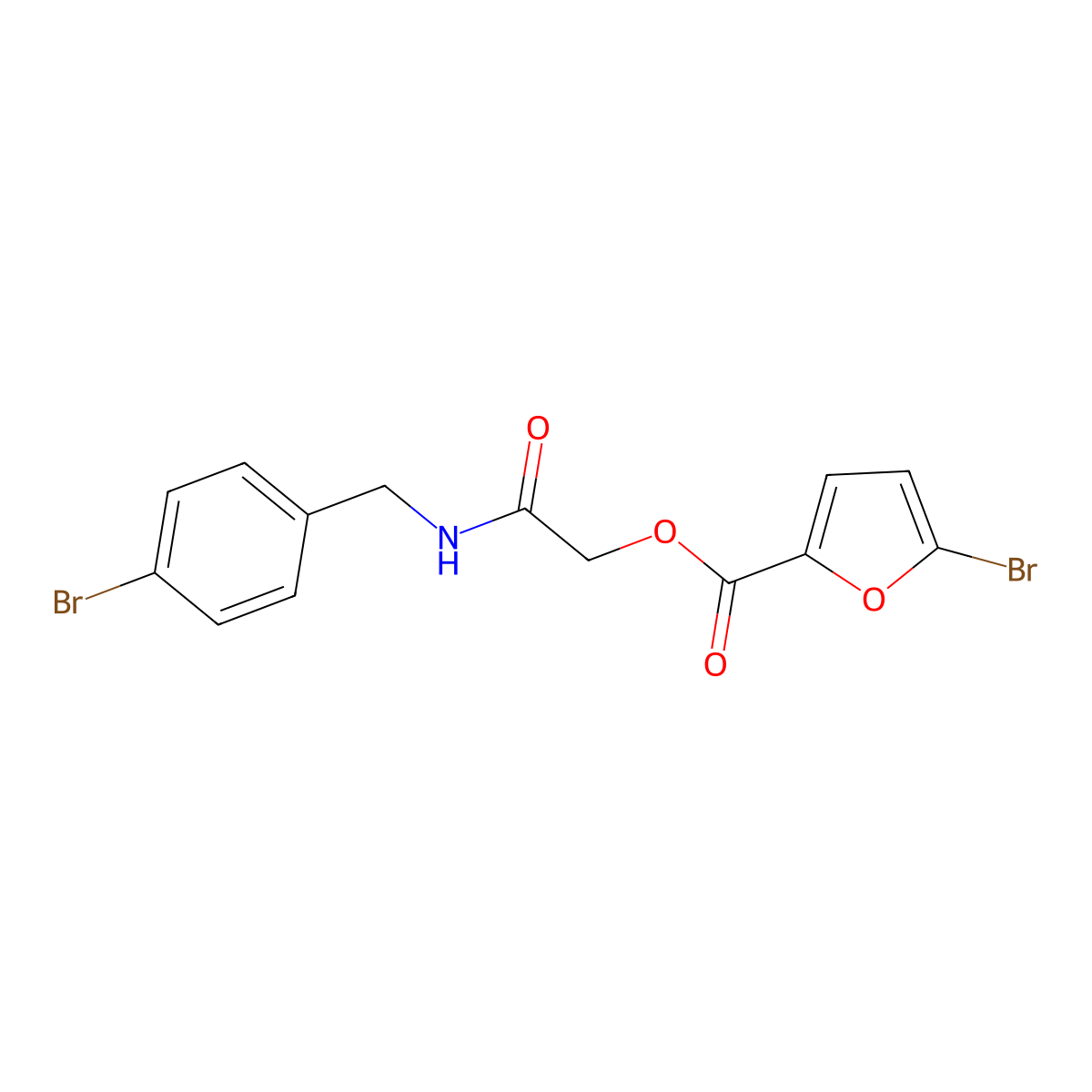{[(4-Bromophenyl)methyl]carbamoyl}methyl 5-bromofuran-2-carboxylate molecular structure, CAS 1794778-03-2
