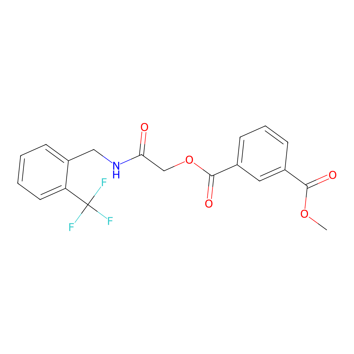 Methyl (2-oxo-2-((2-(trifluoromethyl)benzyl)amino)ethyl) isophthalate molecular structure, CAS 1794778-44-1
