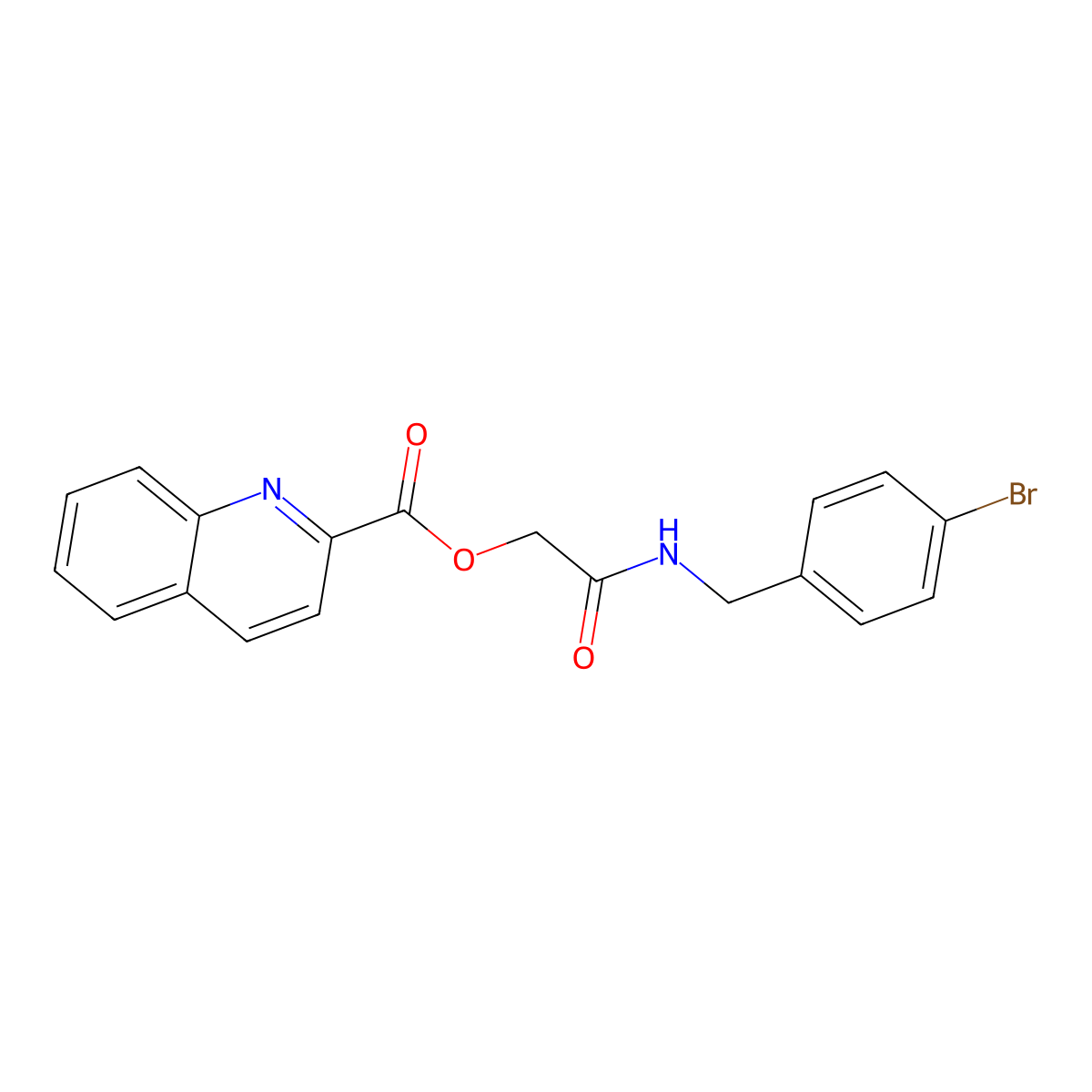 {[(4-Bromophenyl)methyl]carbamoyl}methyl quinoline-2-carboxylate molecular structure, CAS 1794778-88-3