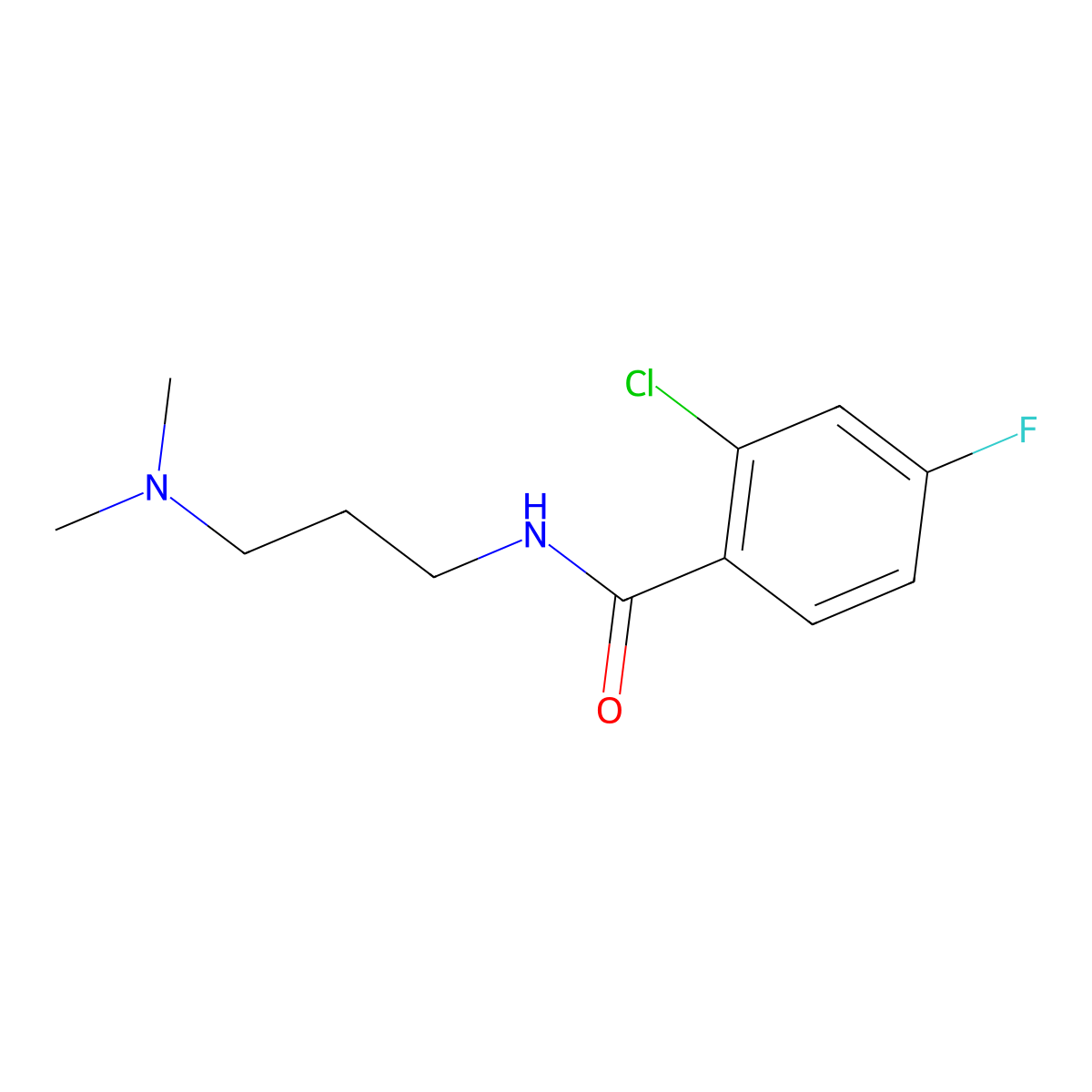 2-Chloro-N-[3-(dimethylamino)propyl]-4-fluorobenzamide molecular structure, CAS 1794780-20-3