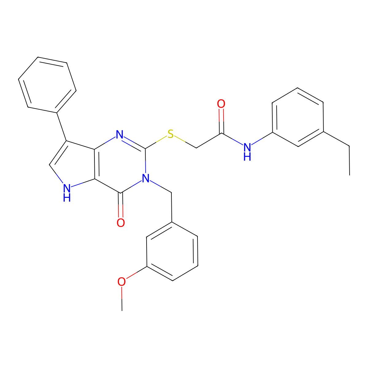 N-(3-ethylphenyl)-2-({3-[(3-methoxyphenyl)methyl]-4-oxo-7-phenyl-3H,4H,5H-pyrrolo[3,2-d]pyrimidin-2-yl}sulfanyl)acetamide molecular structure, CAS 1794781-02-4