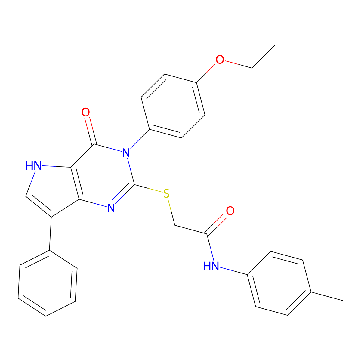 2-((3-(4-ethoxyphenyl)-4-oxo-7-phenyl-4,5-dihydro-3H-pyrrolo[3,2-d]pyrimidin-2-yl)thio)-N-(p-tolyl)acetamide molecular structure, CAS 1794781-05-7
