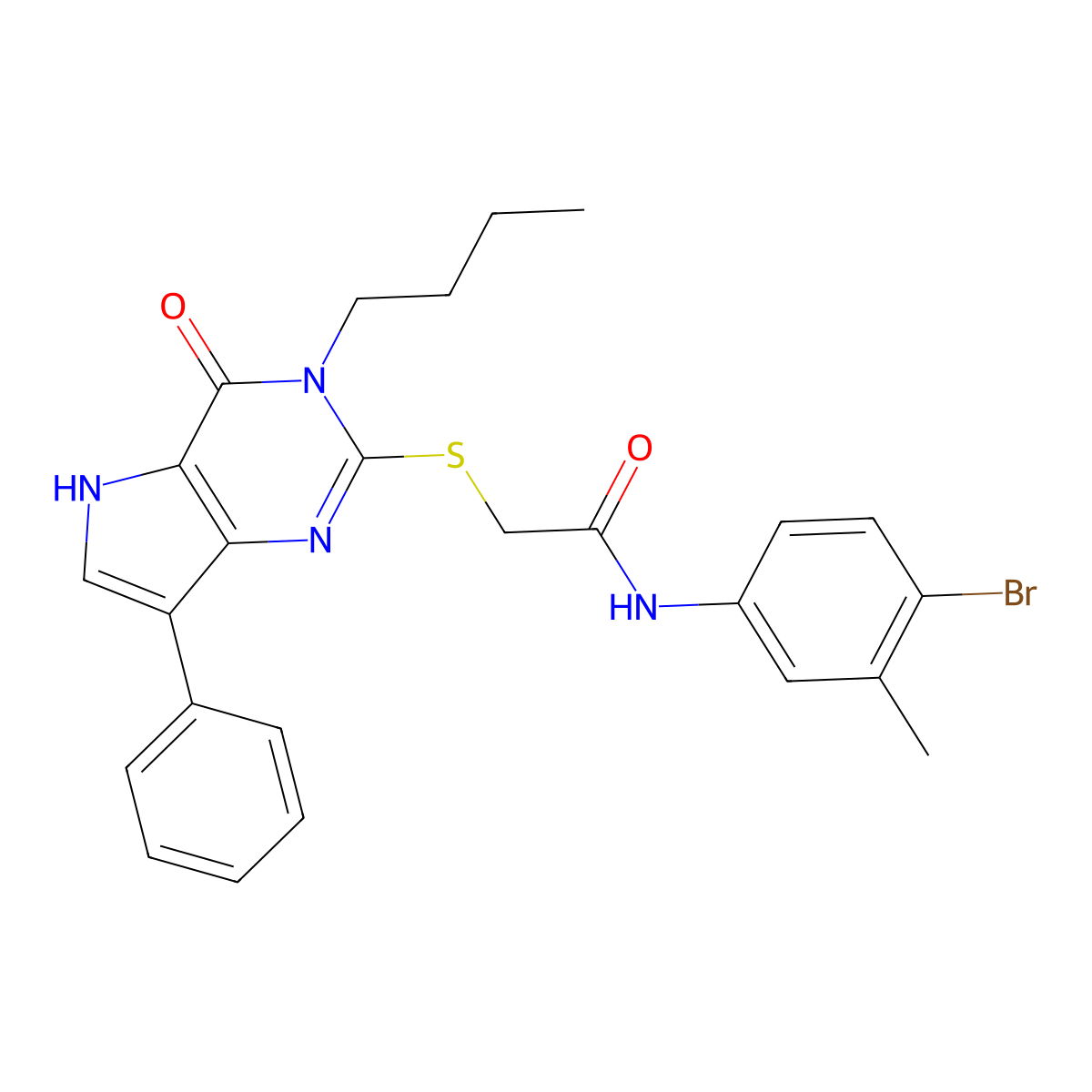 N-(4-bromo-3-methylphenyl)-2-((3-butyl-4-oxo-7-phenyl-4,5-dihydro-3H-pyrrolo[3,2-d]pyrimidin-2-yl)thio)acetamide molecular structure, CAS 1794783-78-0