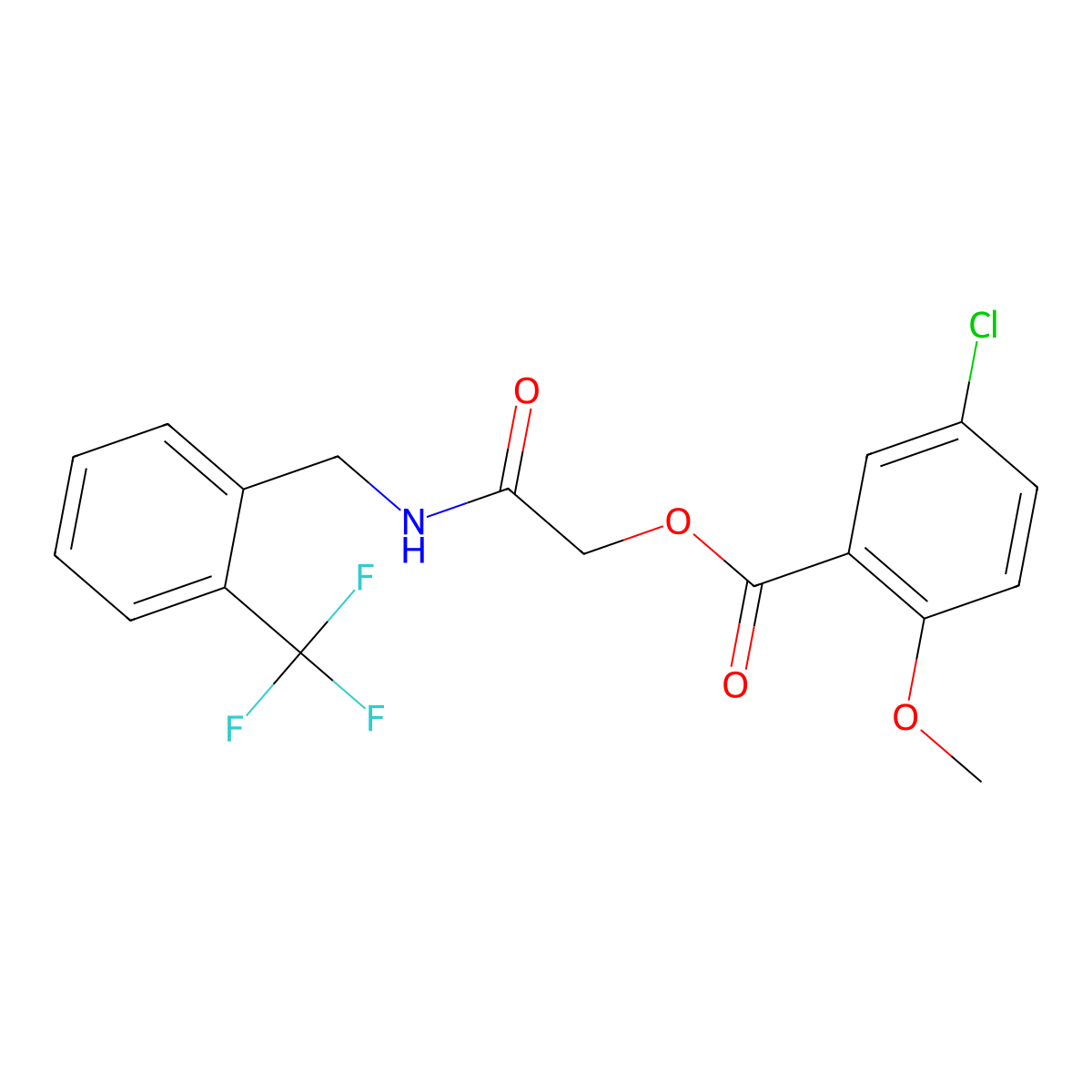 ({[2-(Trifluoromethyl)phenyl]methyl}carbamoyl)methyl 5-chloro-2-methoxybenzoate molecular structure, CAS 1794785-93-5