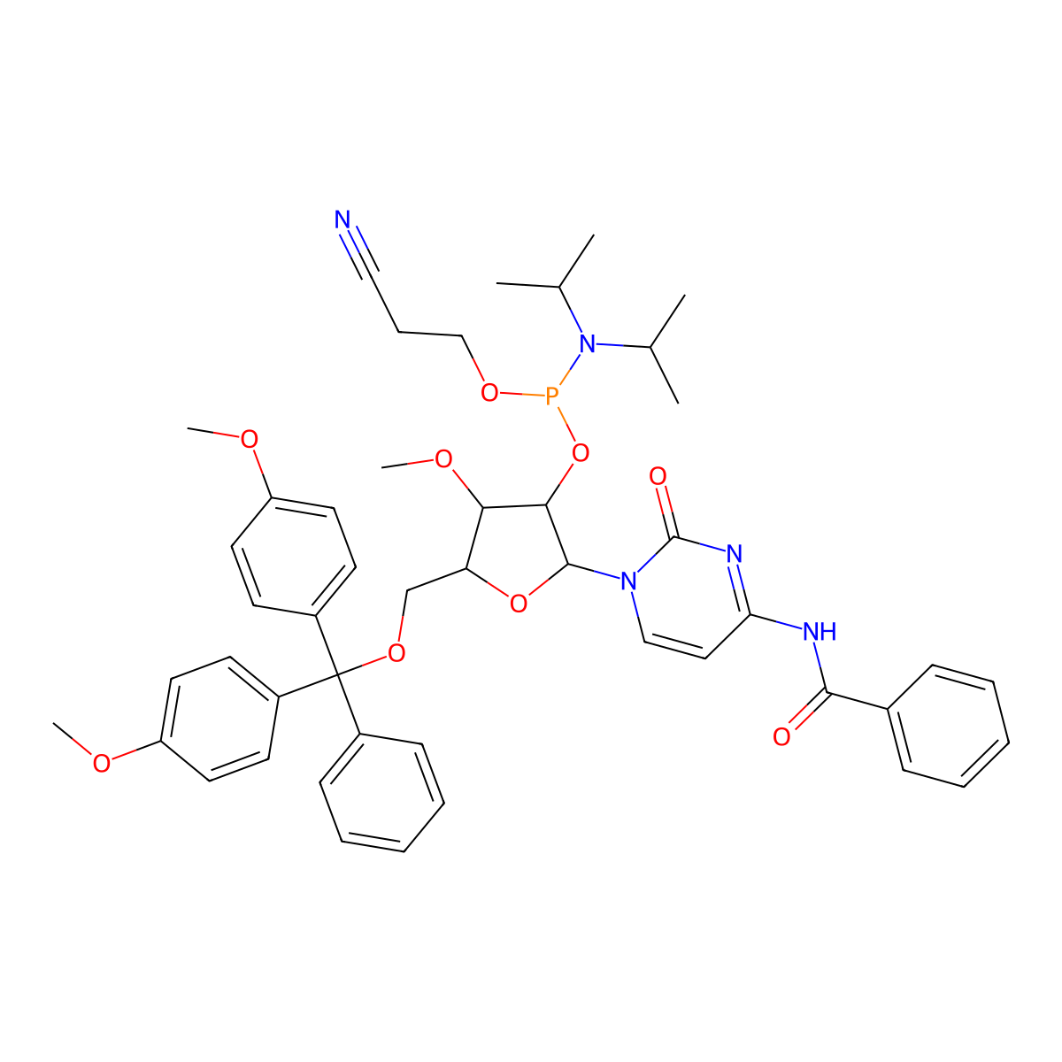 3'-O-Me-C(Bz)-2'-phosphoramidite molecular structure, CAS 179479-03-9