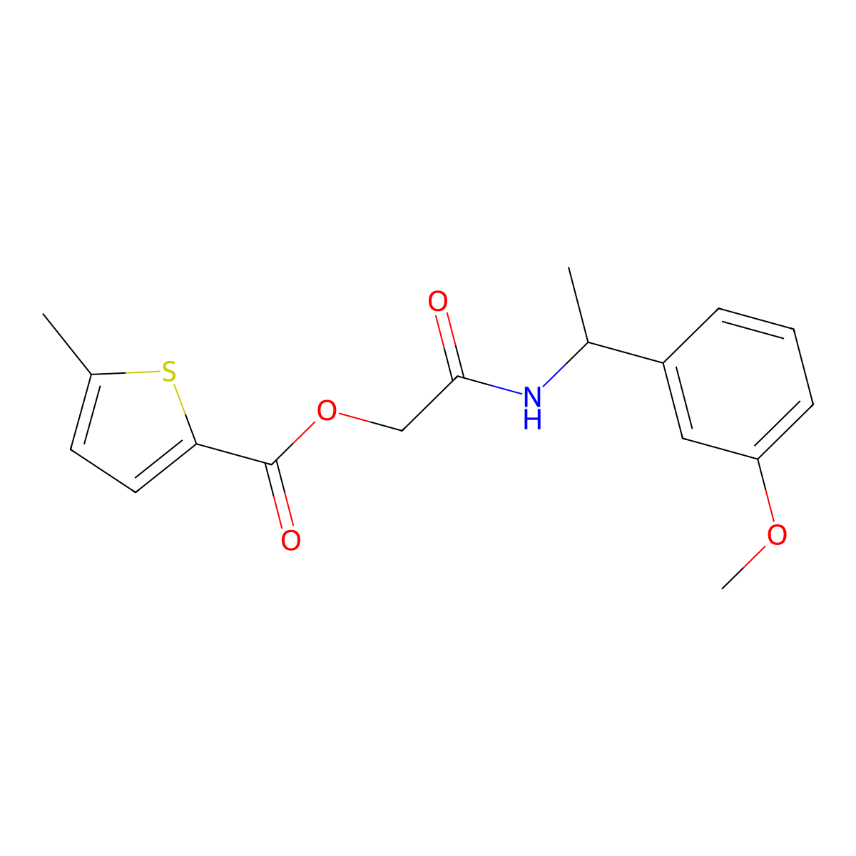 {[1-(3-Methoxyphenyl)ethyl]carbamoyl}methyl 5-methylthiophene-2-carboxylate molecular structure, CAS 1794794-08-3