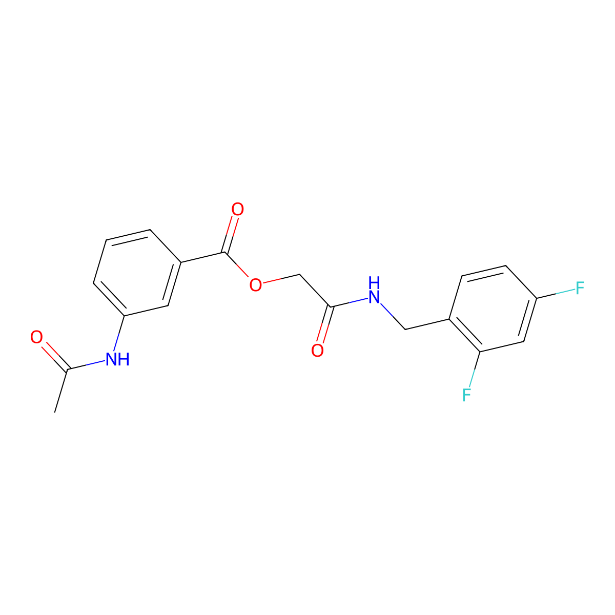 {[(2,4-Difluorophenyl)methyl]carbamoyl}methyl 3-acetamidobenzoate molecular structure, CAS 1794794-21-0