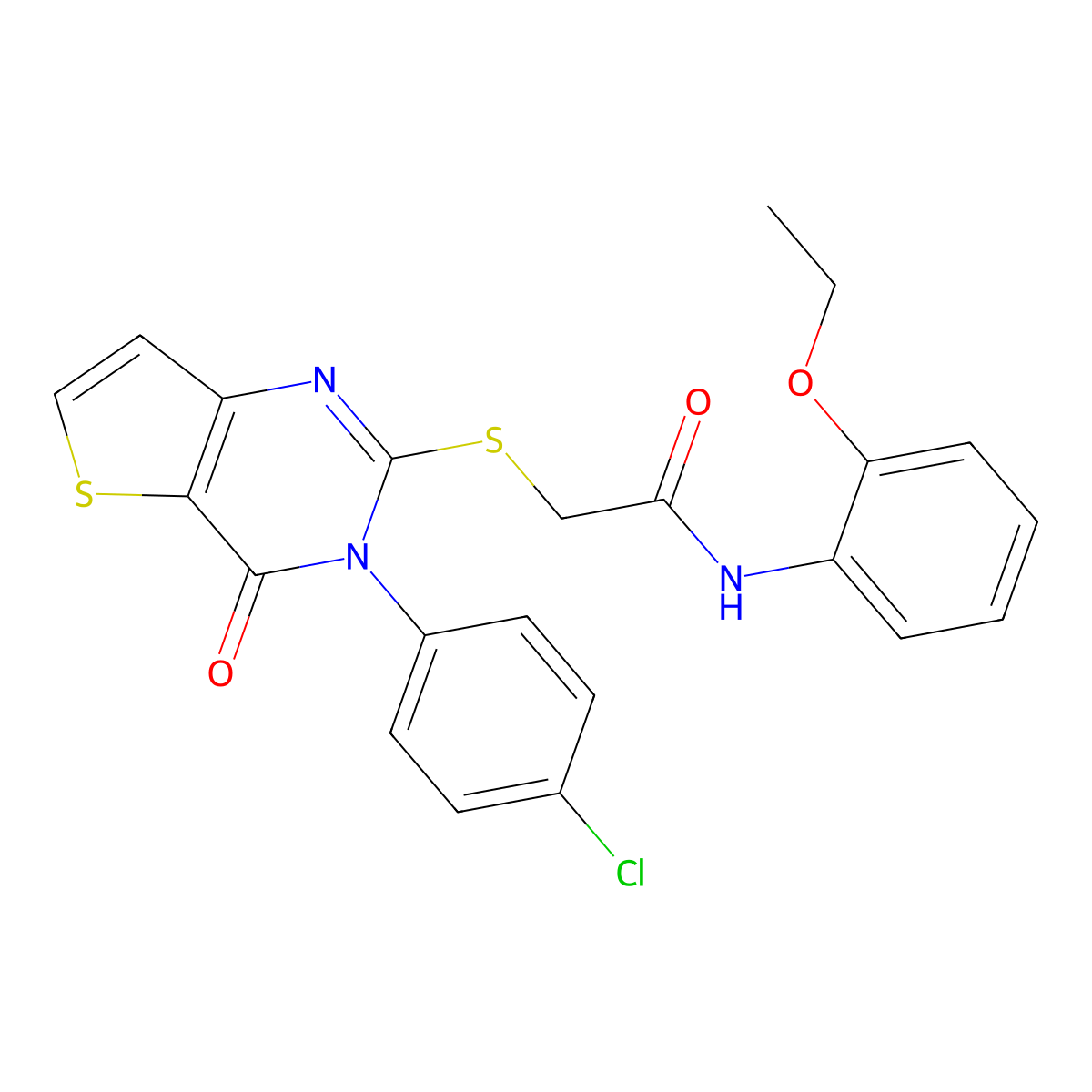 2-((3-(4-chlorophenyl)-4-oxo-3,4-dihydrothieno[3,2-d]pyrimidin-2-yl)thio)-N-(2-ethoxyphenyl)acetamide molecular structure, CAS 1794794-35-6
