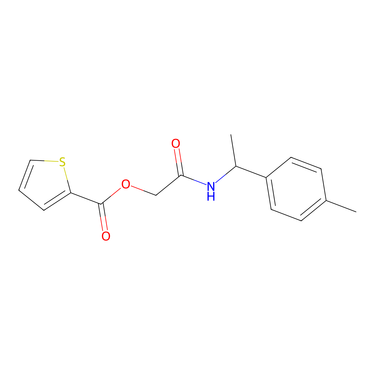 {[1-(4-Methylphenyl)ethyl]carbamoyl}methyl thiophene-2-carboxylate molecular structure, CAS 1794798-50-7