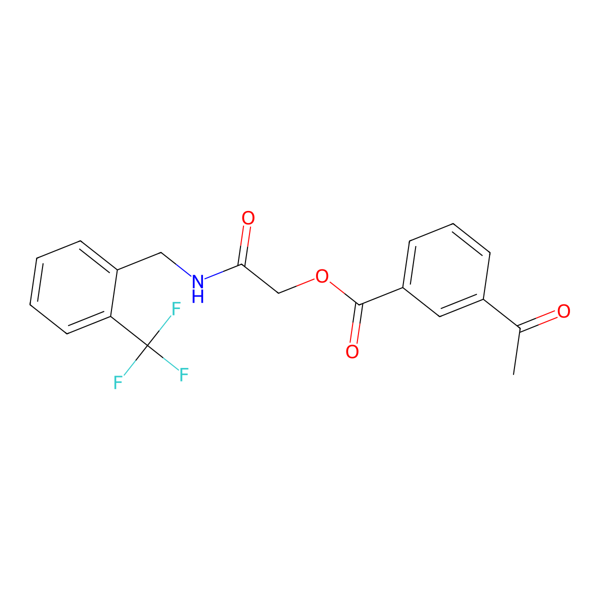 ({[2-(Trifluoromethyl)phenyl]methyl}carbamoyl)methyl 3-acetylbenzoate molecular structure, CAS 1794799-10-2