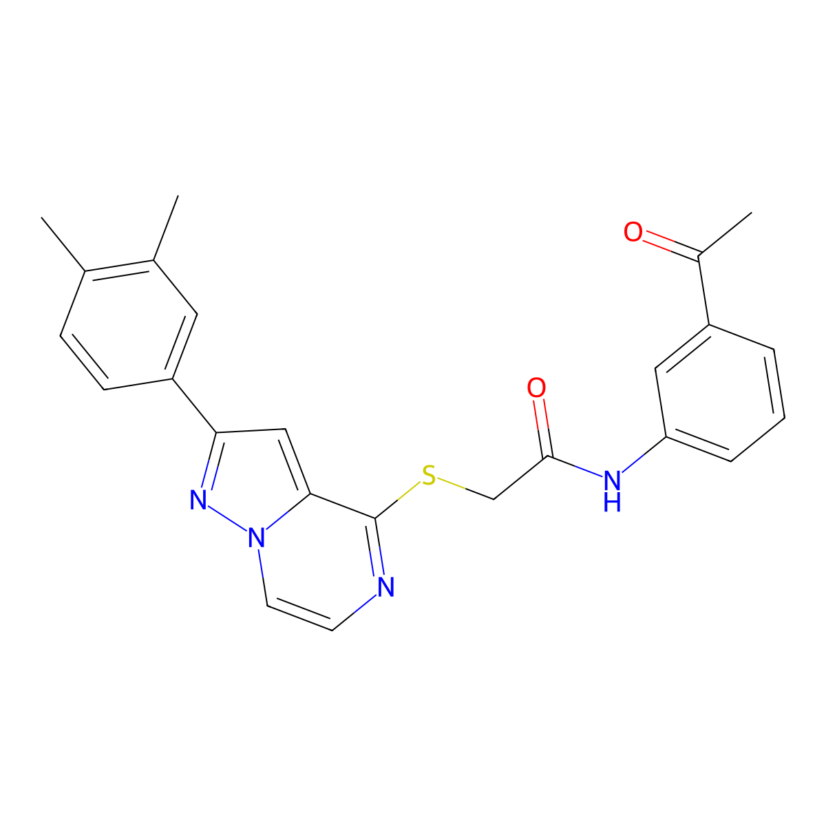 N-(3-Acetylphenyl)-2-{[2-(3,4-dimethylphenyl)pyrazolo[1,5-A]pyrazin-4-YL]sulfanyl}acetamide molecular structure, CAS 1794818-41-9