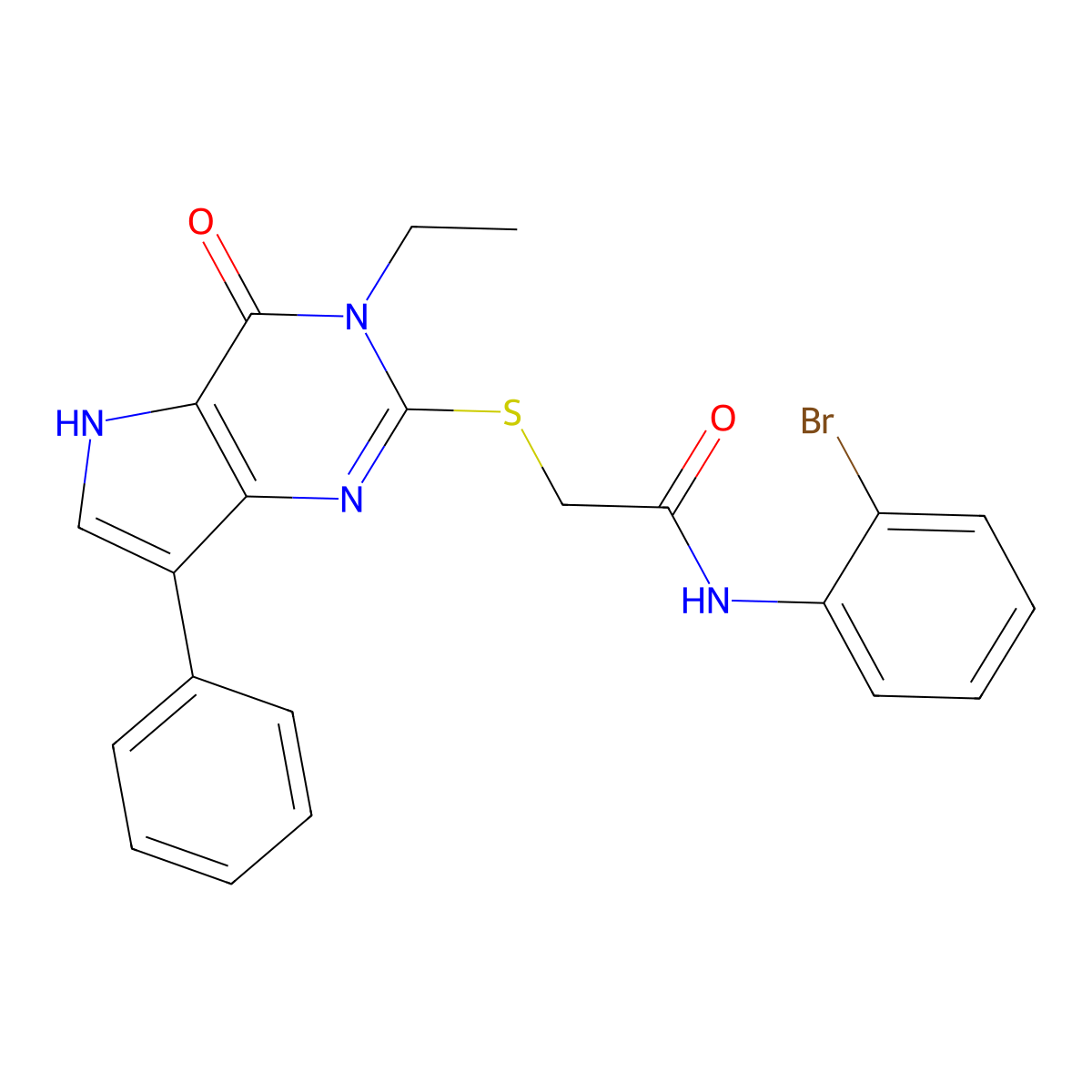 N-(2-bromophenyl)-2-((3-ethyl-4-oxo-7-phenyl-4,5-dihydro-3H-pyrrolo[3,2-d]pyrimidin-2-yl)thio)acetamide molecular structure, CAS 1794819-58-1