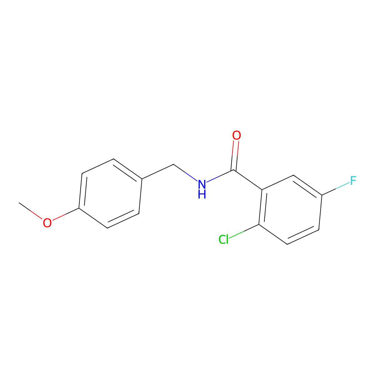 2-chloro-5-fluoro-N-(4-methoxybenzyl)benzamide molecular structure, CAS 1794822-78-8