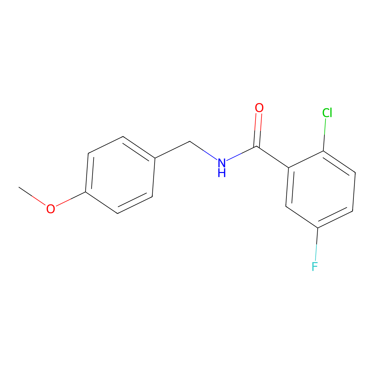 2-chloro-5-fluoro-N-(4-methoxybenzyl)benzamide molecular structure, CAS 1794822-78-8