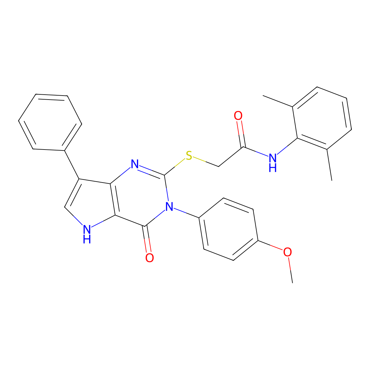 N-(2,6-dimethylphenyl)-2-{[3-(4-methoxyphenyl)-4-oxo-7-phenyl-3H,4H,5H-pyrrolo[3,2-d]pyrimidin-2-yl]sulfanyl}acetamide molecular structure, CAS 1794829-27-8