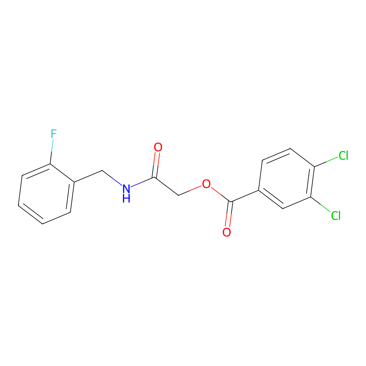 {[(2-Fluorophenyl)methyl]carbamoyl}methyl 3,4-dichlorobenzoate molecular structure, CAS 1794834-13-1