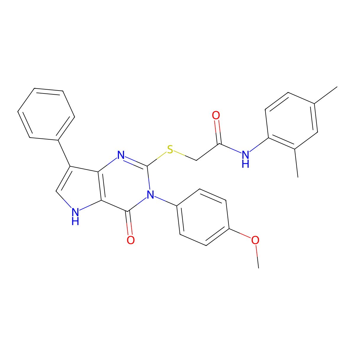 N-(2,4-dimethylphenyl)-2-{[3-(4-methoxyphenyl)-4-oxo-7-phenyl-3H,4H,5H-pyrrolo[3,2-d]pyrimidin-2-yl]sulfanyl}acetamide molecular structure, CAS 1794838-19-9