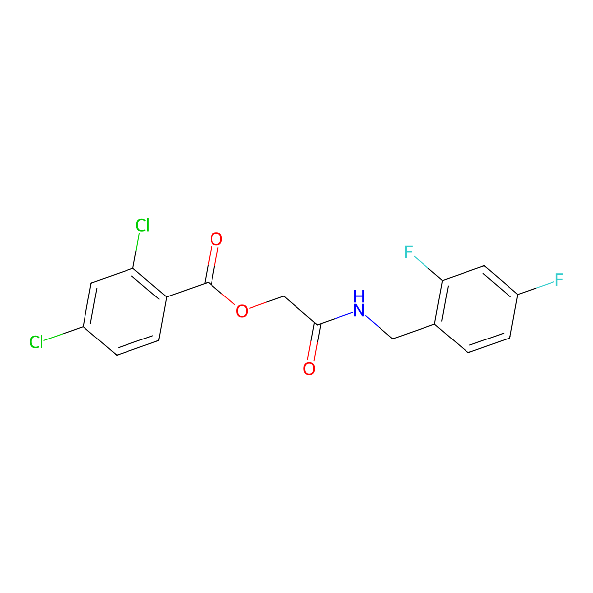 {[(2,4-Difluorophenyl)methyl]carbamoyl}methyl 2,4-dichlorobenzoate molecular structure, CAS 1794842-75-3