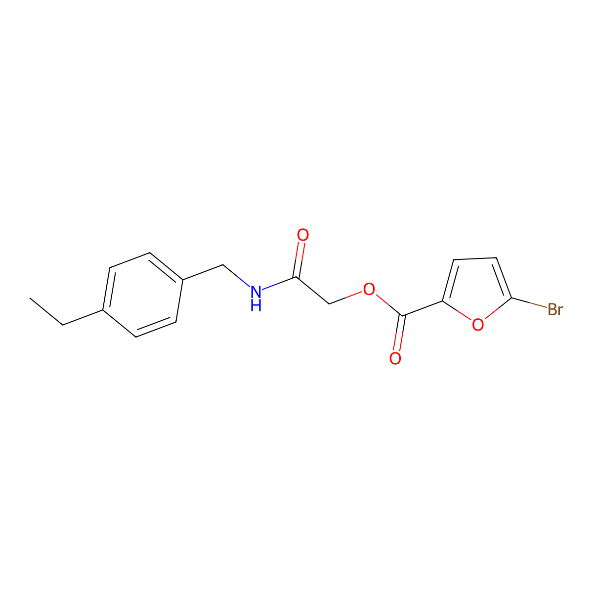 {[(4-Ethylphenyl)methyl]carbamoyl}methyl 5-bromofuran-2-carboxylate molecular structure, CAS 1794843-29-0