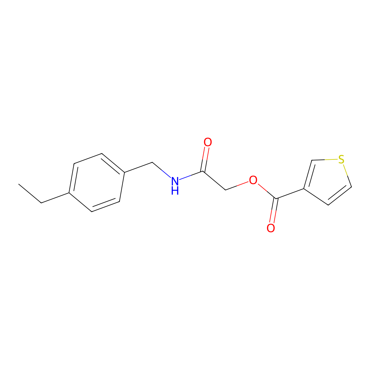 {[(4-Ethylphenyl)methyl]carbamoyl}methyl thiophene-3-carboxylate molecular structure, CAS 1794844-56-6