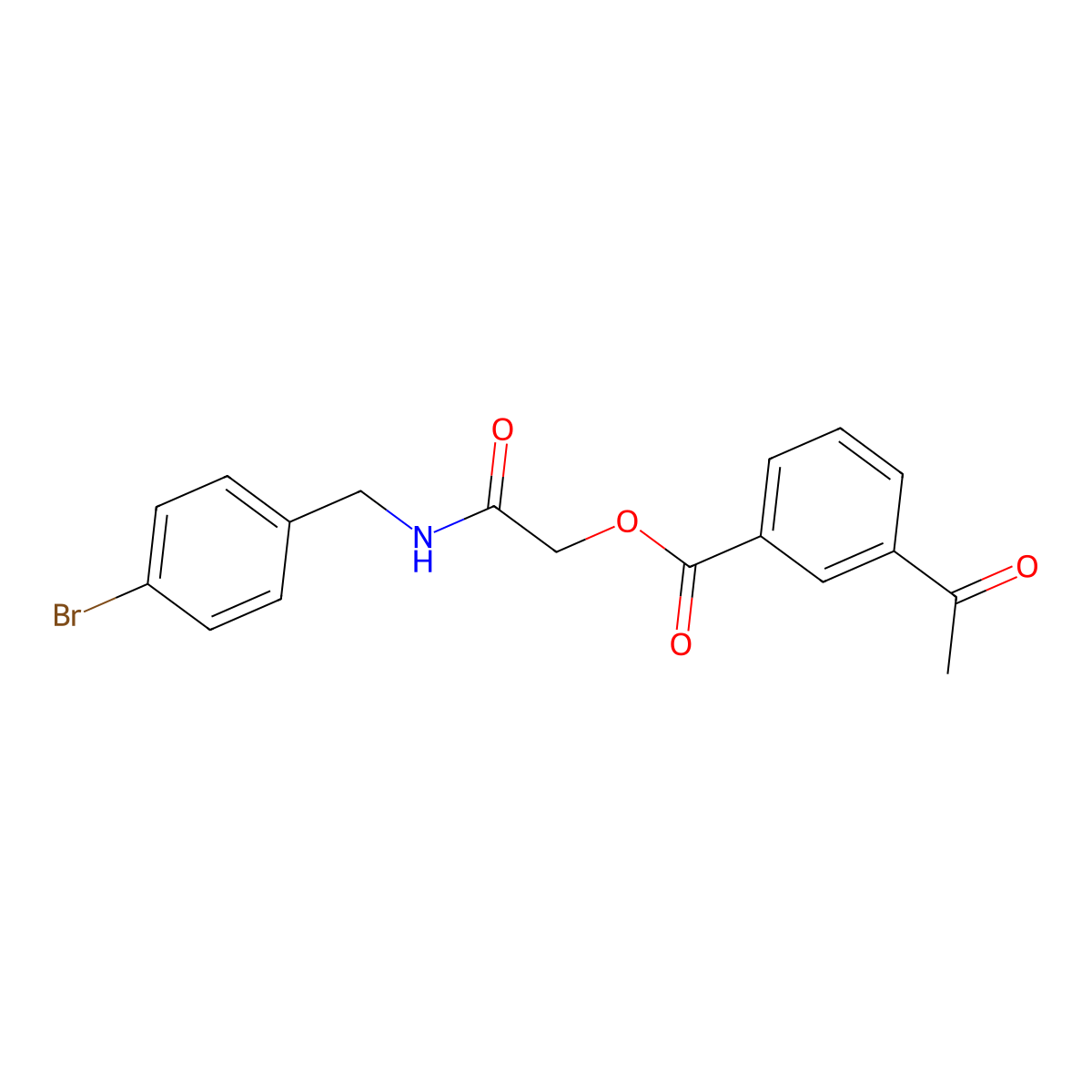 {[(4-Bromophenyl)methyl]carbamoyl}methyl 3-acetylbenzoate molecular structure, CAS 1794844-86-2