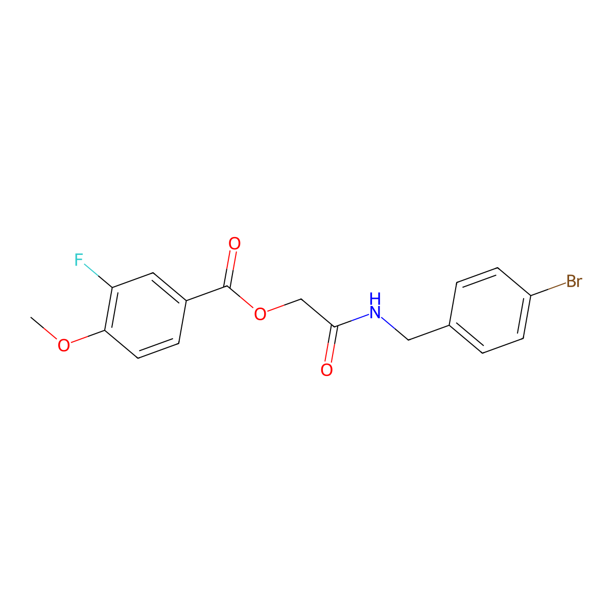 {[(4-Bromophenyl)methyl]carbamoyl}methyl 3-fluoro-4-methoxybenzoate molecular structure, CAS 1794845-10-5