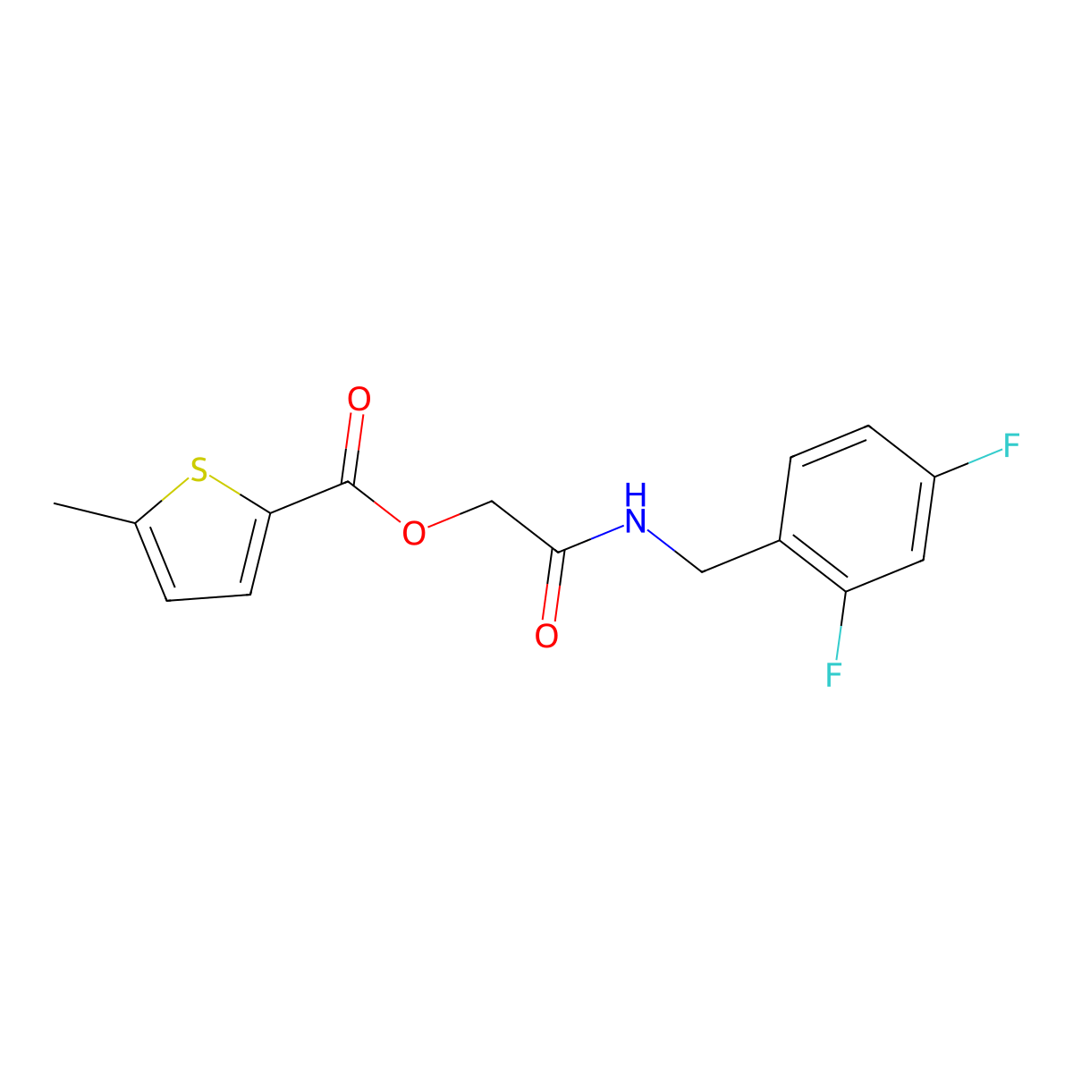{[(2,4-Difluorophenyl)methyl]carbamoyl}methyl 5-methylthiophene-2-carboxylate molecular structure, CAS 1794845-24-1
