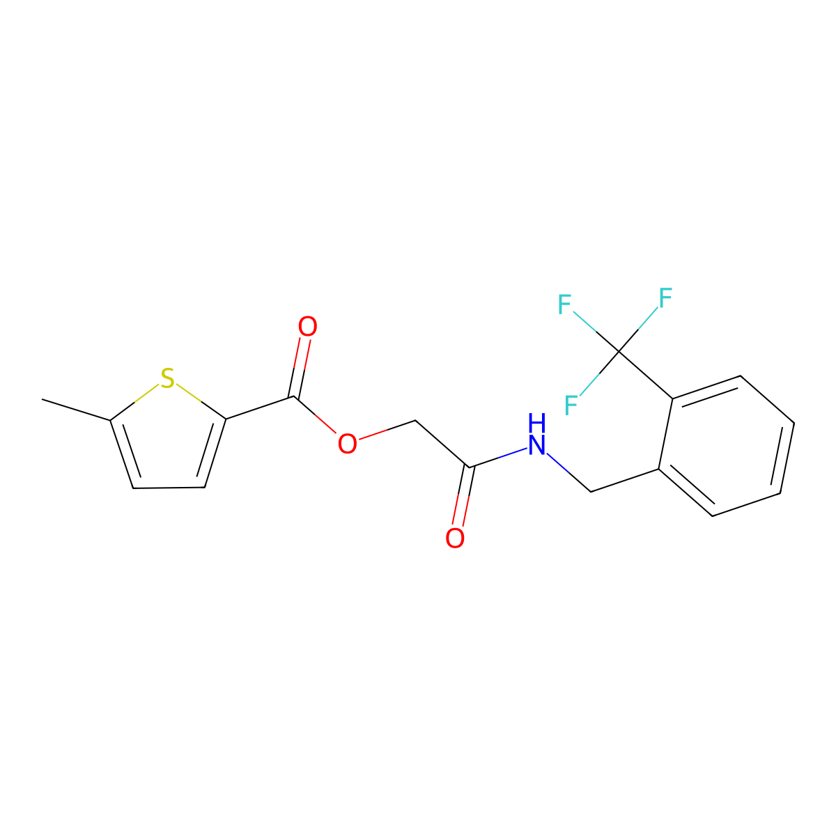 ({[2-(Trifluoromethyl)phenyl]methyl}carbamoyl)methyl 5-methylthiophene-2-carboxylate molecular structure, CAS 1794845-37-6