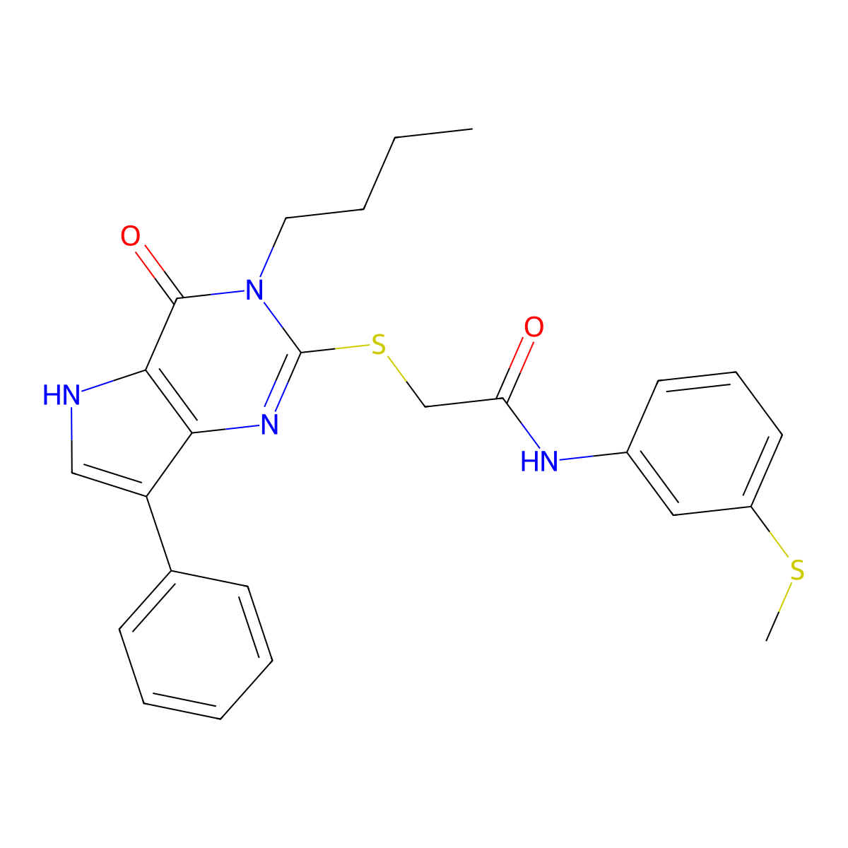 2-({3-butyl-4-oxo-7-phenyl-3H,4H,5H-pyrrolo[3,2-d]pyrimidin-2-yl}sulfanyl)-N-[3-(methylsulfanyl)phenyl]acetamide molecular structure, CAS 1794848-25-1