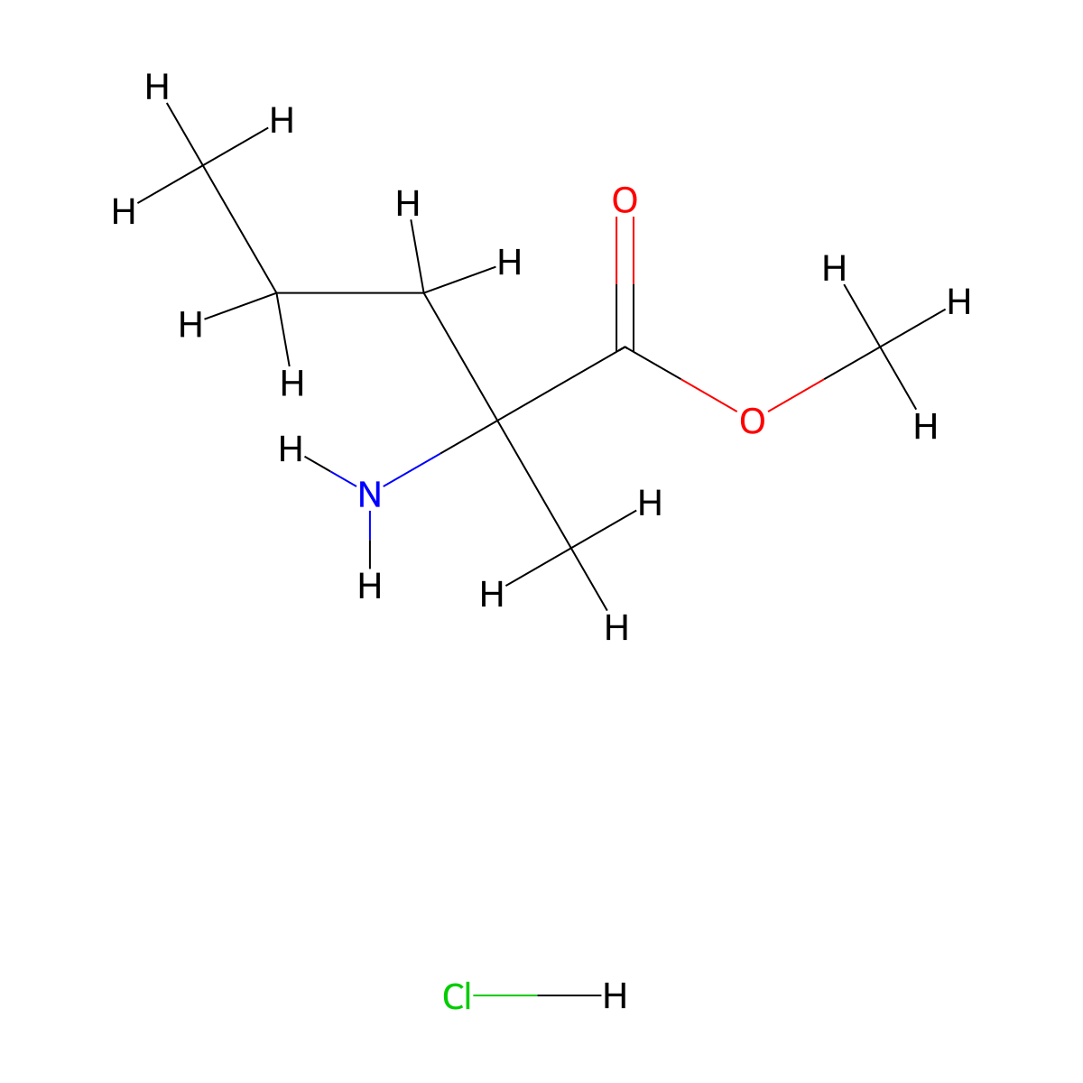 Methyl 2-amino-2-methylpentanoate hydrochloride molecular structure, CAS 179485-45-1