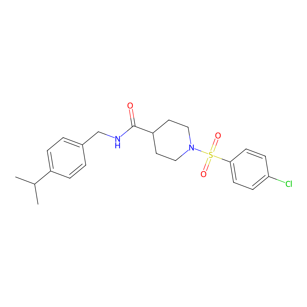 1-((4-chlorophenyl)sulfonyl)-N-(4-isopropylbenzyl)piperidine-4-carboxamide molecular structure, CAS 1794850-03-5