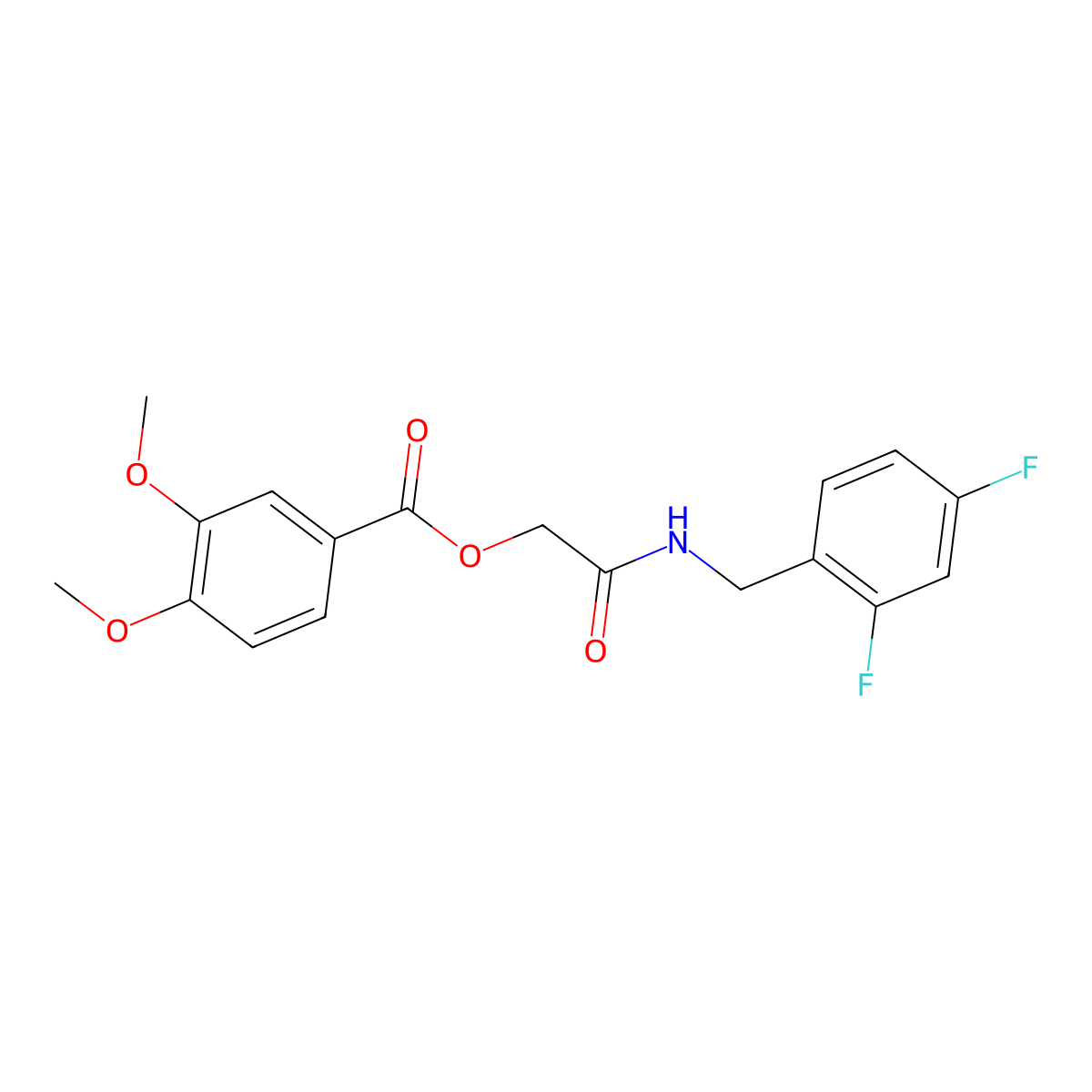 {[(2,4-Difluorophenyl)methyl]carbamoyl}methyl 3,4-dimethoxybenzoate molecular structure, CAS 1794854-11-7