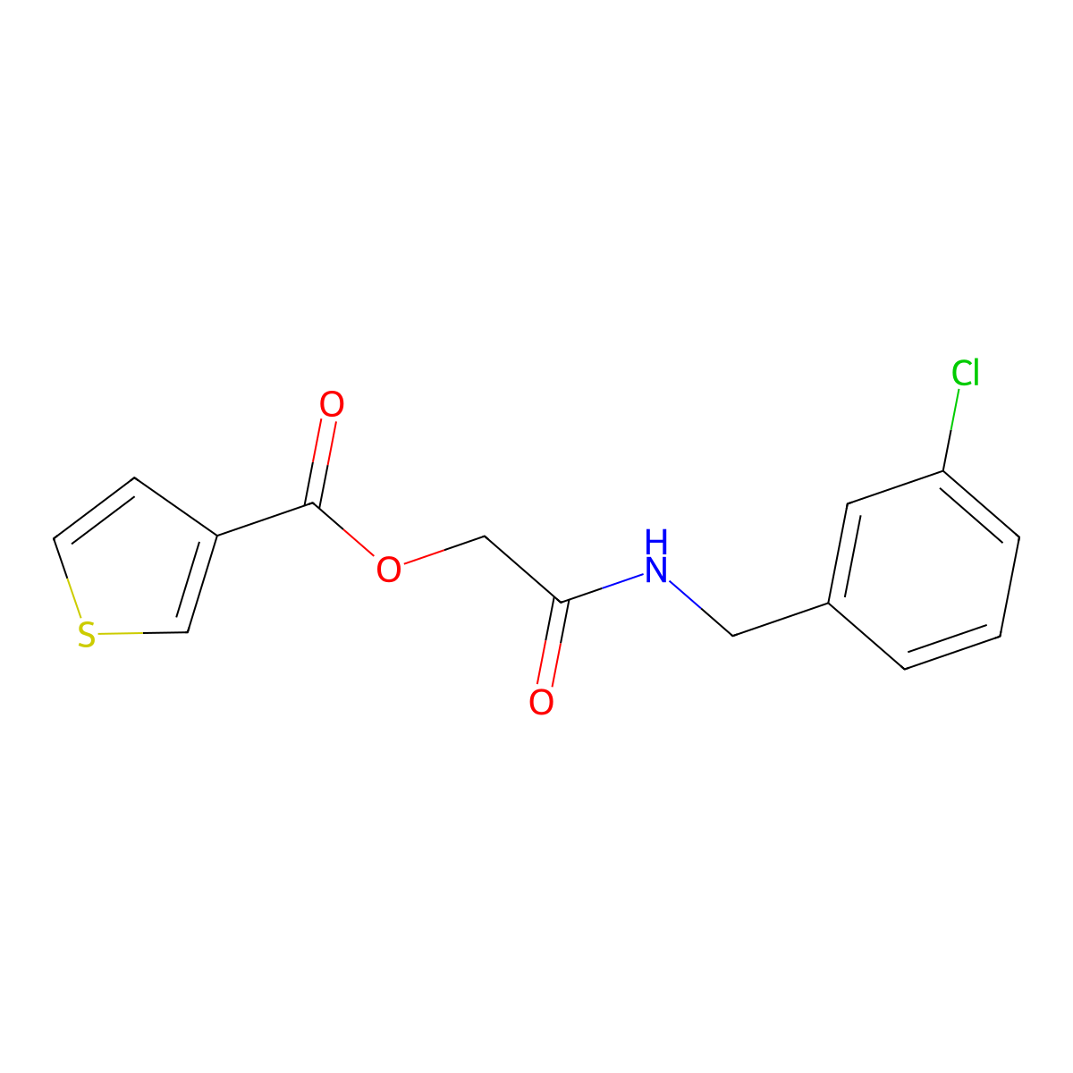 {[(3-Chlorophenyl)methyl]carbamoyl}methyl thiophene-3-carboxylate molecular structure, CAS 1794854-45-7