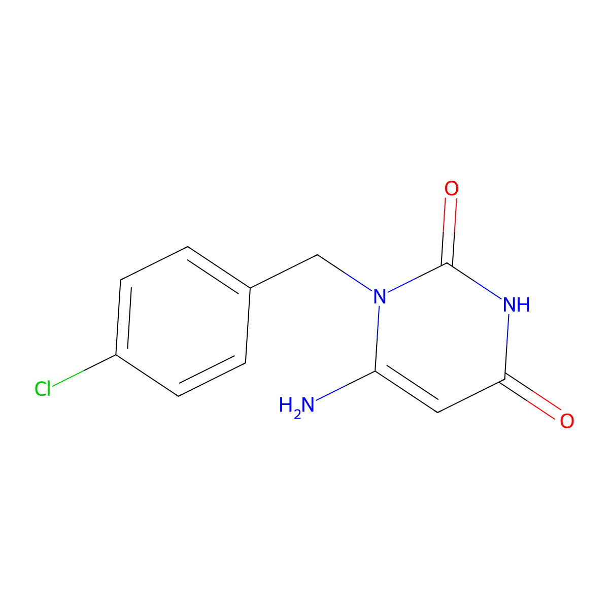6-Amino-1-[(4-chlorophenyl)methyl]-1,2,3,4-tetrahydropyrimidine-2,4-dione molecular structure, CAS 179486-47-6
