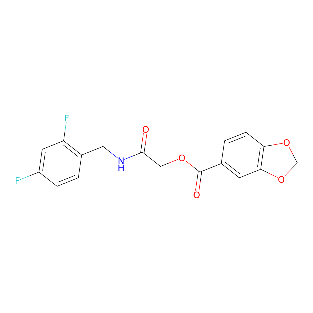 {[(2,4-Difluorophenyl)methyl]carbamoyl}methyl 2H-1,3-benzodioxole-5-carboxylate molecular structure, CAS 1794883-77-4