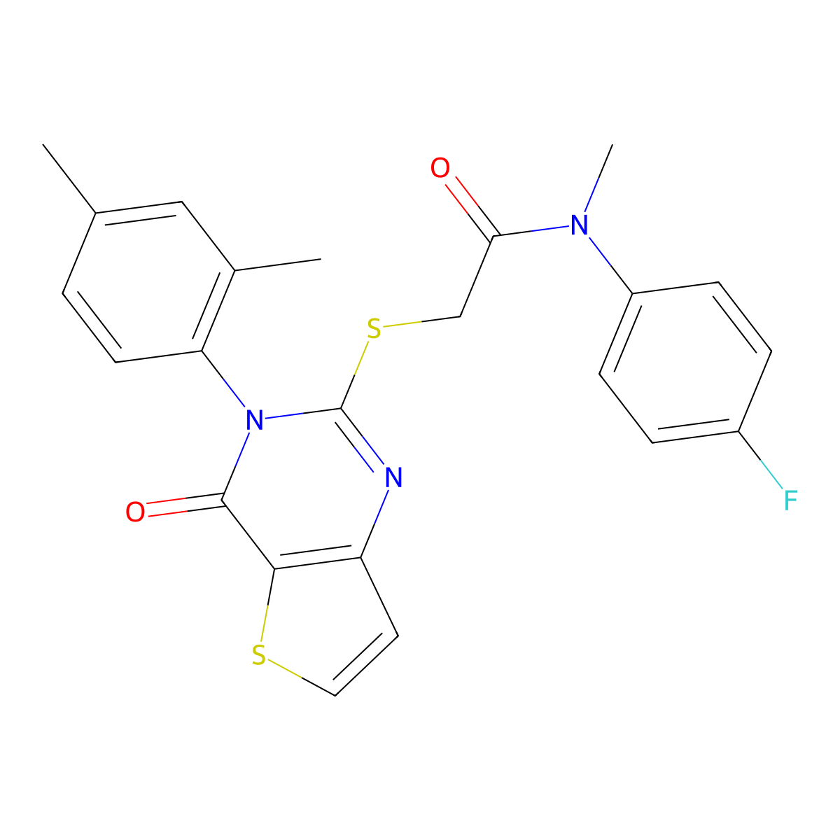 2-{[3-(2,4-dimethylphenyl)-4-oxo-3H,4H-thieno[3,2-d]pyrimidin-2-yl]sulfanyl}-N-(4-fluorophenyl)-N-methylacetamide molecular structure, CAS 1794883-97-8