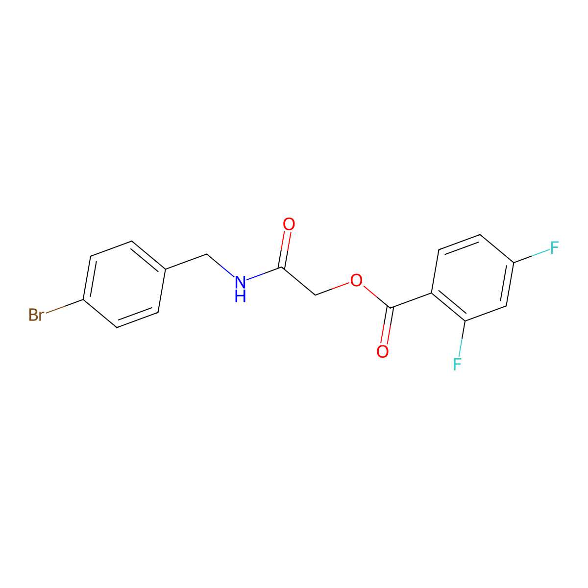 {[(4-Bromophenyl)methyl]carbamoyl}methyl 2,4-difluorobenzoate molecular structure, CAS 1794884-01-7